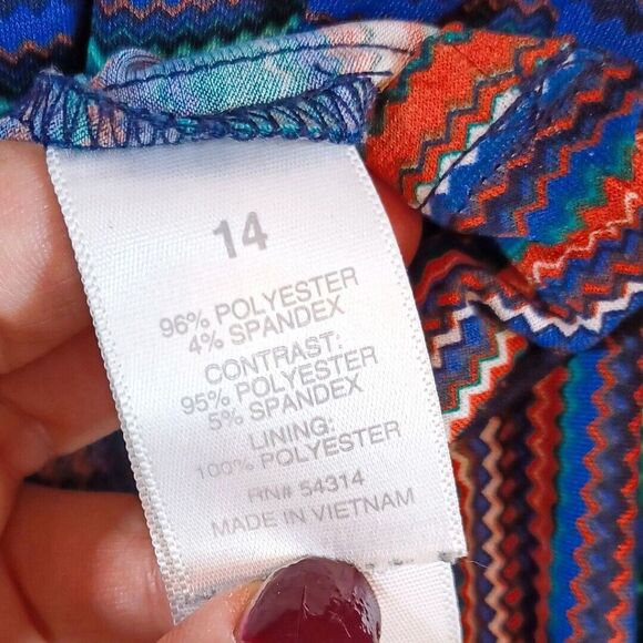 Bisou Maxi Long Dress Sz 14 Southwestern Stripe Boho Festival Halter Slit Bodice - Picture 8 of 8